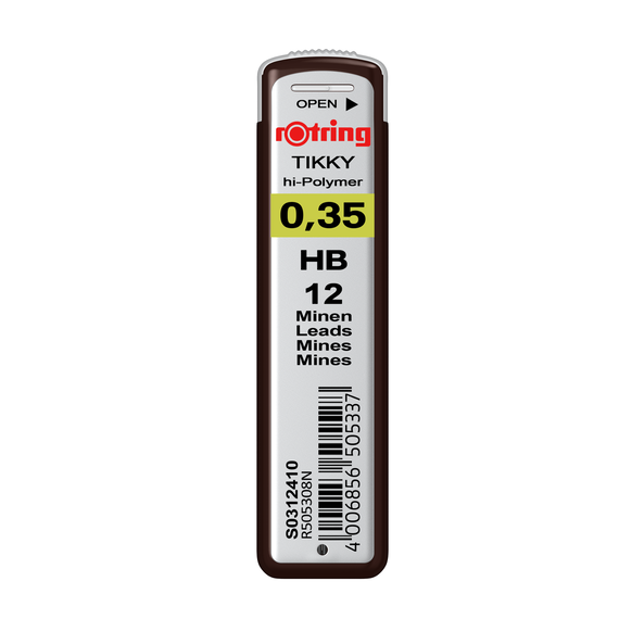 Mine creion mecanic hi polymer 0.35 mm, 12 buc/set, ROTRING Tikky, duritate HB - Papet