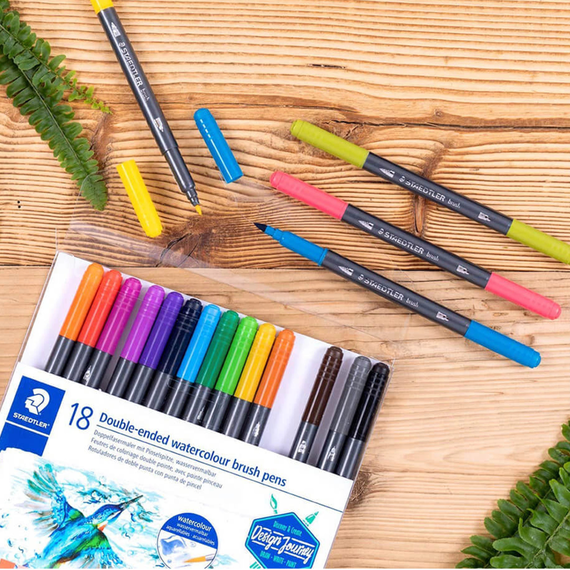 Carioci cu 2 capete STAEDTLER Watercolour, 18 culori/set - 4Papet