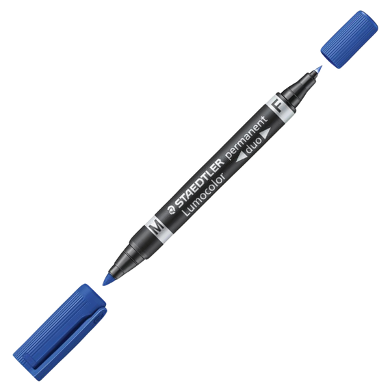 Marker permanent cu 2 capete, STAEDTLER Lumocolor, ALEGE CULOAREA: Albastru - 2Papet
