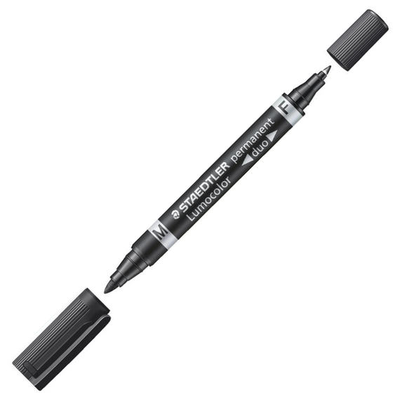 Marker permanent cu 2 capete, STAEDTLER Lumocolor, ALEGE CULOAREA: Negru - Papet