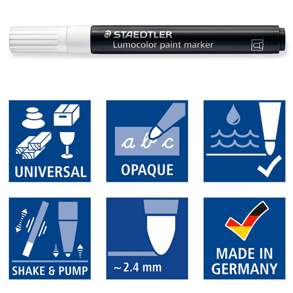 Marker cu vopsea acrilica, STAEDTLER Lumocolor, ALEGE CULOAREA: Argintiu - 3Papet