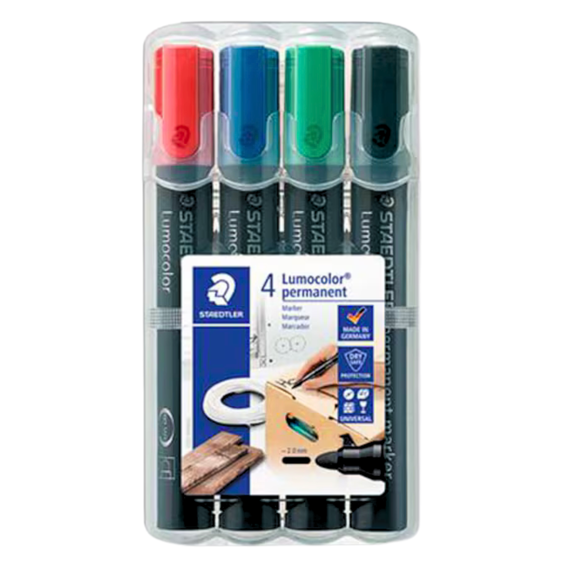 Marker permanent cu varf rotund 2 mm, STAEDTLER Lumocolor, 4 culori/set - Papet