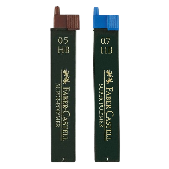 Mine creion mecanic super polymer, 12 buc/set, FABER-CASTELL, duritate HB, ALEGE GROSIMEA: 0.7 mm - Papet