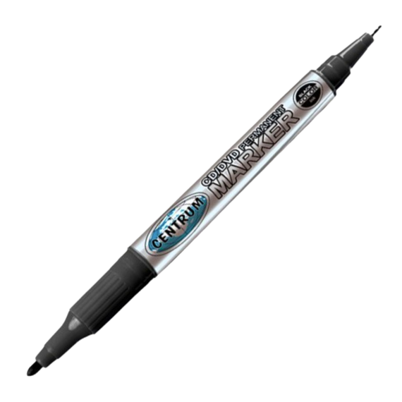 Marker permanent cu 2 capete CD/DVD, Negru, CENTRUM - Papet