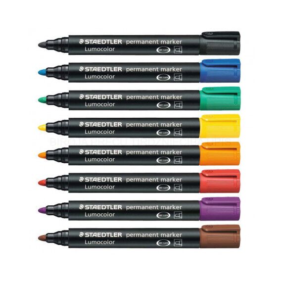 Marker permanent cu varf rotund STAEDTLER Lumocolor, ALEGE CULOAREA: Albastru - Papet