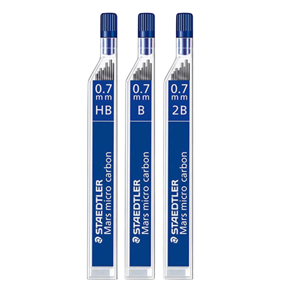 Mine creion mecanic 0.7 mm, 12 buc/set, STAEDTLER Mars Micro Carbon, ALEGE DURITATE MINA: 2B - Papet