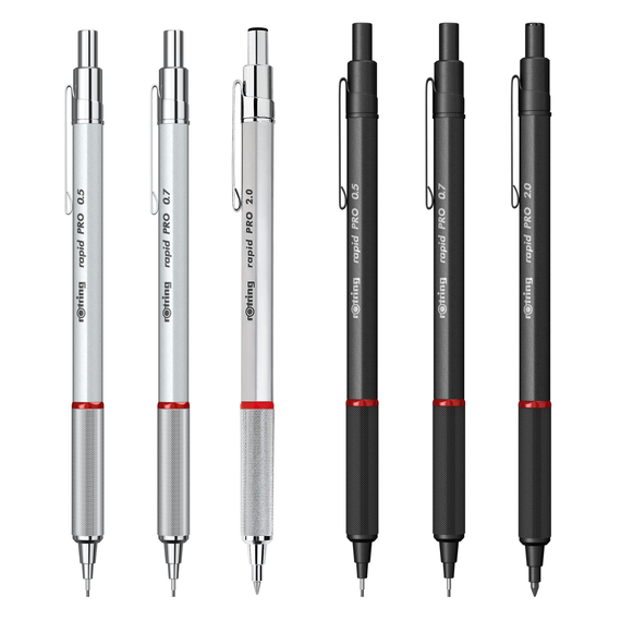 Creion mecanic ROTRING Rapid Pro, ALEGE GROSIMEA: 0.7 mm - argintiu - Papet