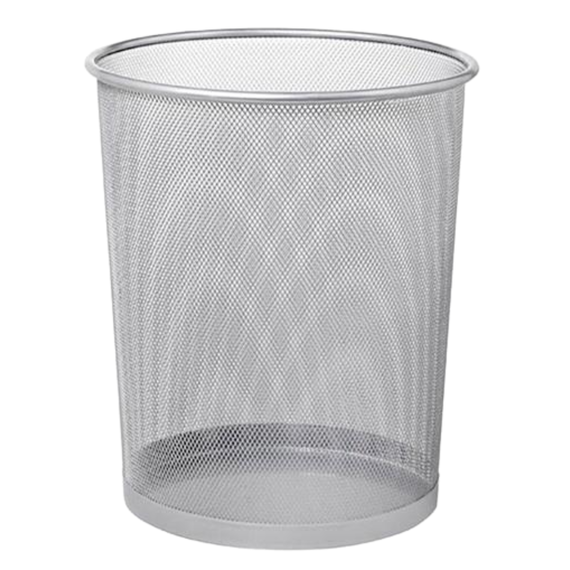Cos de birou metalic 15L, argintiu, ECADA - Papet