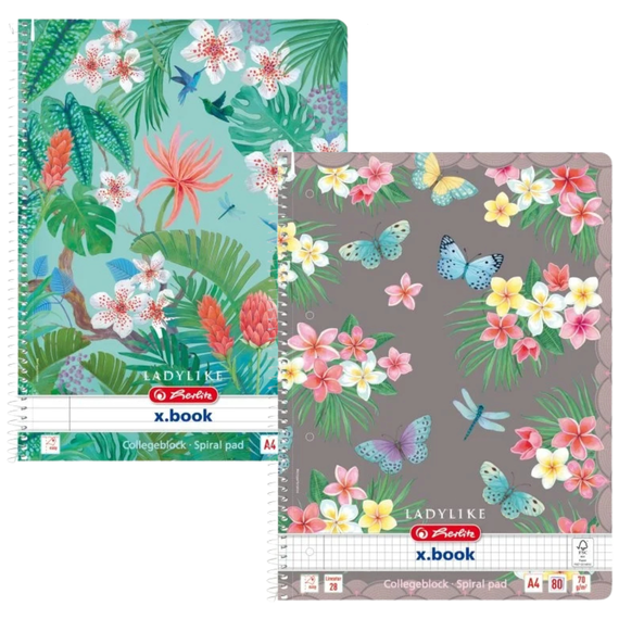 Caiet A4 cu spirala, 80 file, HERLITZ, Ladylike, ALEGE LINIATURA: Dictando - Papet