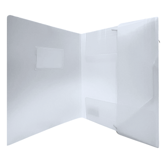 Mapa plastic A4, cu elastic si eticheta, OPTIMA, ALEGE CULOAREA: Alb transparent - 3Papet