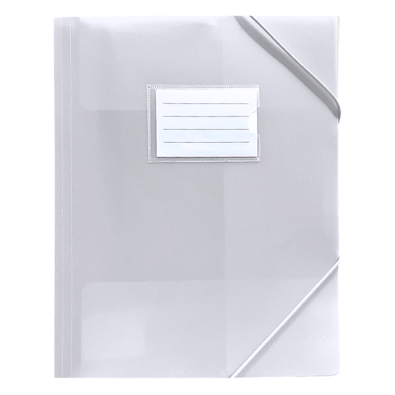 Mapa plastic A4, cu elastic si eticheta, OPTIMA, ALEGE CULOAREA: Alb transparent - 2Papet