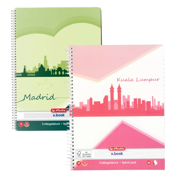 Caiet A5 cu spirala, 70 file, HERLITZ Economy, ALEGE LINIATURA: Dictando - Papet