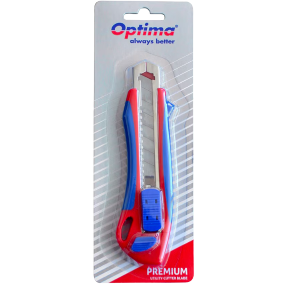 Cutter mare 18 mm, sina metalica, grip din cauciuc, 2 rezerve, OPTIMA Premium SK5 - Papet