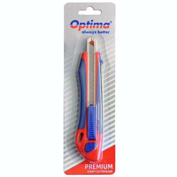 Cutter mic 9 mm, sina metalica, grip din cauciuc, OPTIMA Premium SK5 - Papet