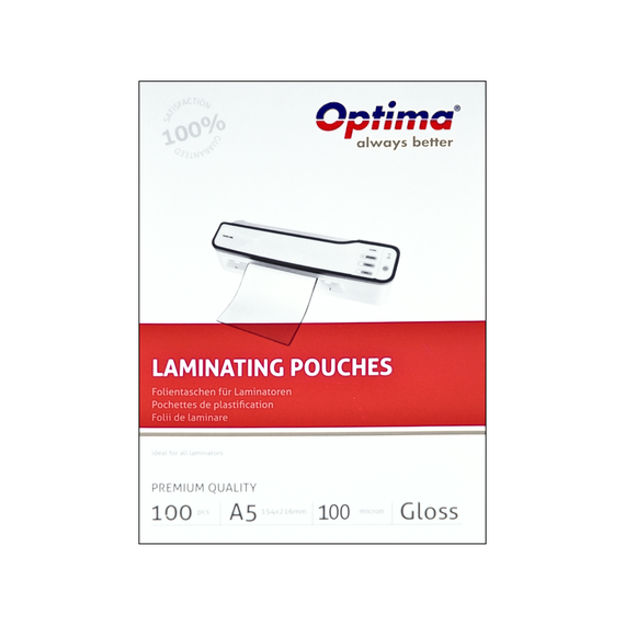 Folie laminare A5, 100 microni, 100 buc/top, OPTIMA - Papet