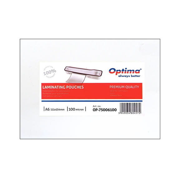 Folie laminare A6, 100 microni, 100 buc/top, OPTIMA - Papet