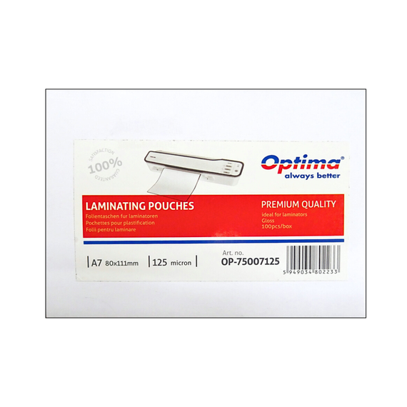 Folie laminare A7, 125 microni, 100 buc/top, OPTIMA - Papet