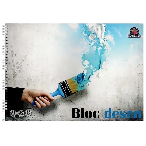 Bloc de desen A3 cu spirala, 160g/mp, 30 file, PAPERLAND - 2Papet