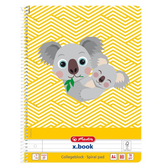 Caiet cu spirala A4, 80 file, HERLITZ Animals, Model: Dictando - Tiger - 3Papet