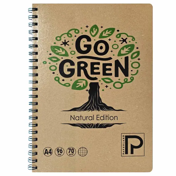 Caiet A4 cu spirala dubla, 96 file, coperta carton, PAPERLAND Natural Edition, ALEGE LINIATURA: Matematica - 3Papet