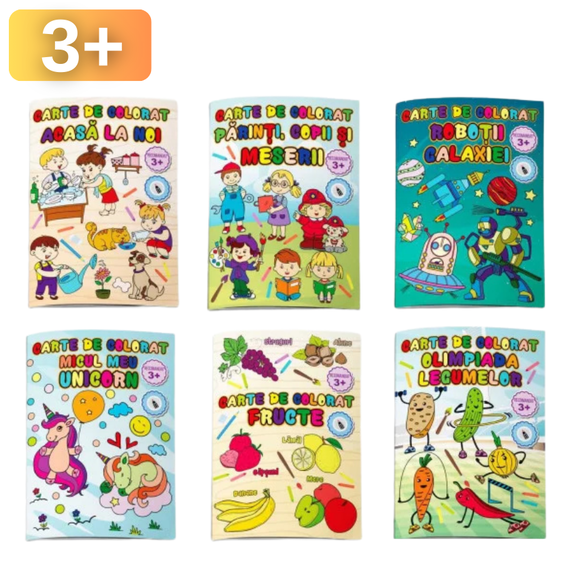 Carti de colorat educative 3+, diverse teme, Model: Parinti,copii si meserii - Papet
