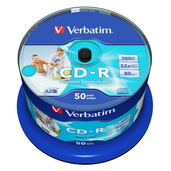 CD-R Printabile 52X, 700 MB VERBATIM, 50 buc/set - 2Papet
