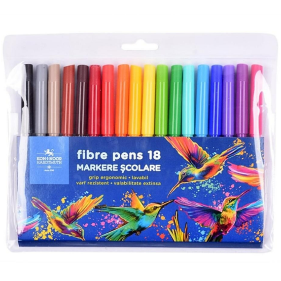 Carioci KOH-I-NOOR Colibri, 18 culori/set - Papet