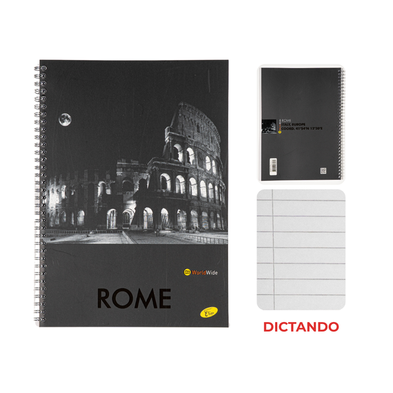 Caiet A4 cu spirala, 70 file, ELISA Cities by night, ALEGE LINIATURA: Dictando - 2Papet