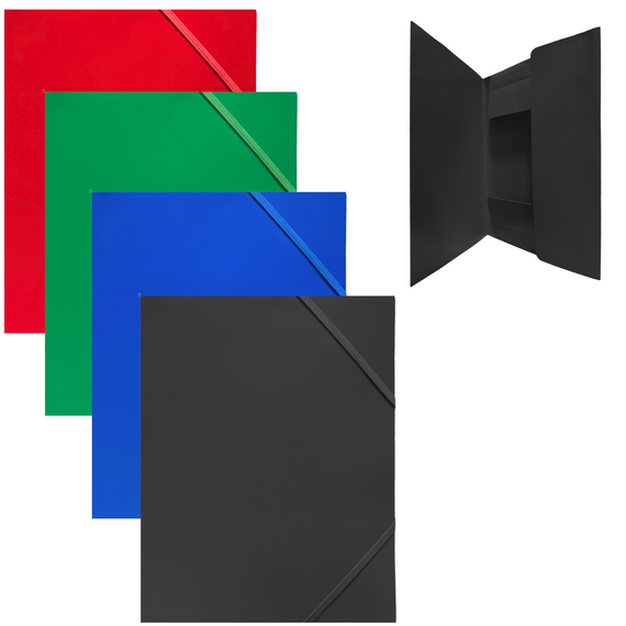 Mapa plastic A4, cu elastic OPTIMA, ALEGE CULOAREA: Negru - Papet