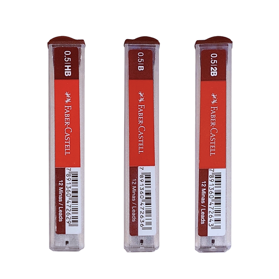 Mine creion mecanic polymer 0.5 mm, 12 buc/set, FABER-CASTELL, ALEGE DURITATE MINA: HB - Papet