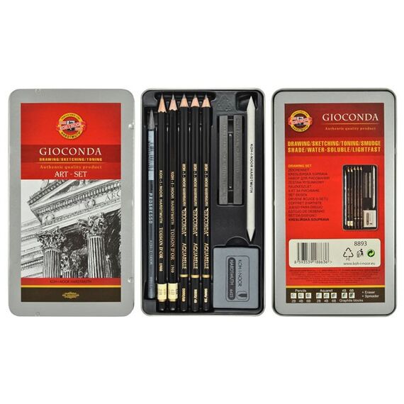 Set arta Grafit, KOH-I-NOOR Gioconda in cutie metalica, 10 piese/set - 3Papet