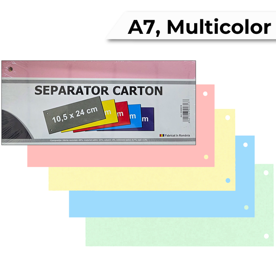 Separatoare biblioraft, 2 perforatii, 100 file/set, PAPERLAND Multicolor - Papet