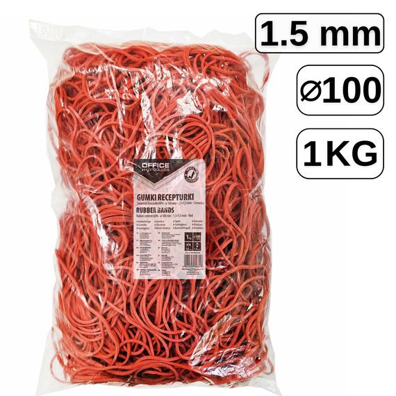 Elastice pentru bani, D 100 mm x 1.5 mm, 1 Kg, OFFICE PRODUCT - Papet