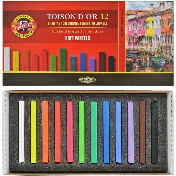 Set creta uscata patrata , KOH-I-NOOR Toison D`Or 12 culori/set - Papet