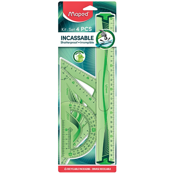 Set Geometrie, plastic flexibil, 4 piese, MAPED Incassable - Papet