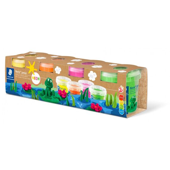 Plastilina moale STAEDTLER Noris Junior, Neon, 4 culori/set, 520 g - Papet