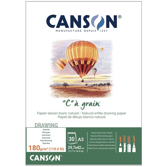 Bloc de desen A3, 180g/mp, 30 file, CANSON C à Grain - Papet