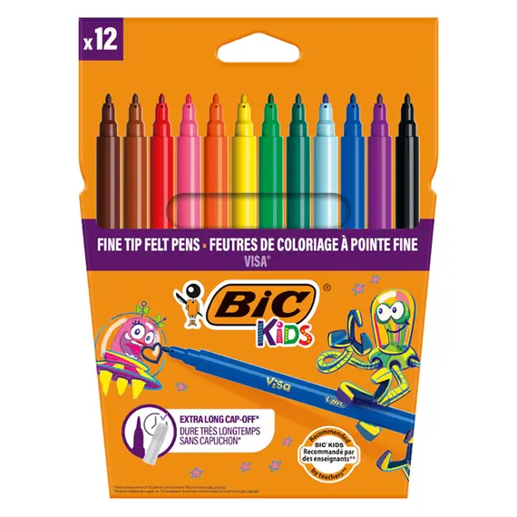 Carioci BIC Kids Visa, 12 culori/set - Papet