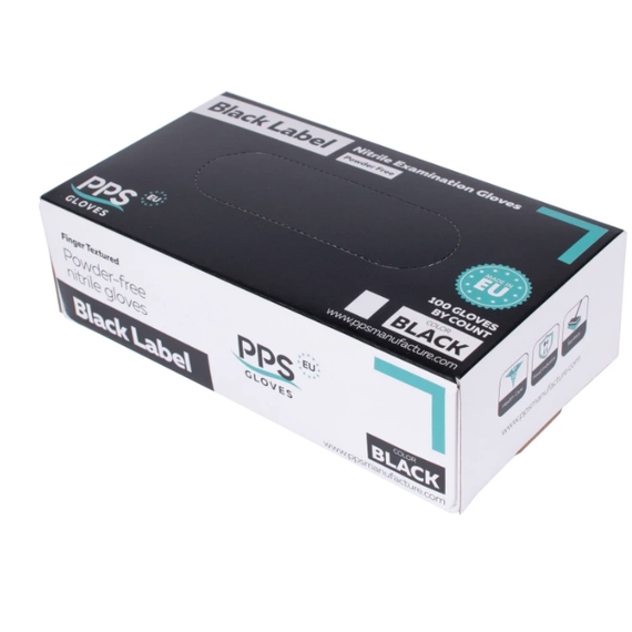 Manusi nitril nepudrate 100 buc/set, Marimea M, Negre, BLACK LABEL PPS - 3Papet