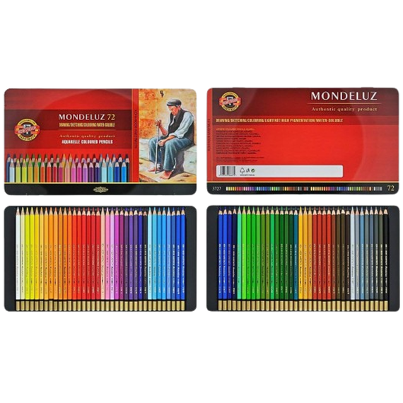 Set creioane Aquarelle 72 culori/set, KOH-I-NOOR Mondeluz - Papet