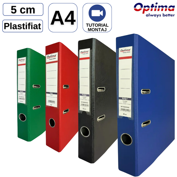 Biblioraft plastifiat 5 cm, OPTIMA Budget, ALEGE CULOAREA: Verde - Papet