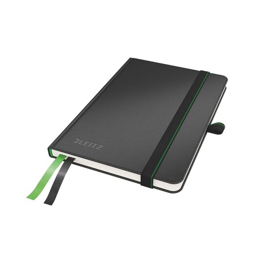 Caiet A6, coperta fina si elastic, 80 file, 100 gm/mp, LEITZ Complete Negru, ALEGE LINIATURA: Dictando - Papet