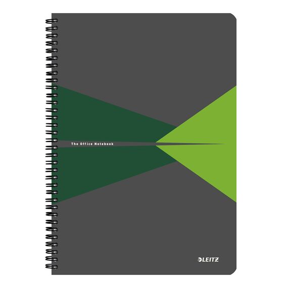 Caiet A4 cu spirala, matematica, coperta plastic PP, 90 file, 90g/mp, LEITZ Office, ALEGE CULOAREA: Verde inchis - 2Papet