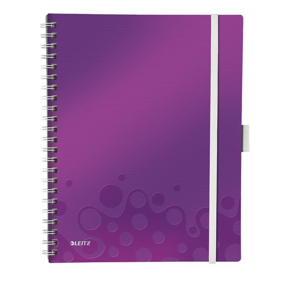 Caiet A4 cu spirala, dictando, coperta plastic PP, 80 file, 80g/mp, LEITZ WOW Be Mobile, ALEGE CULOAREA: Mov - 2Papet