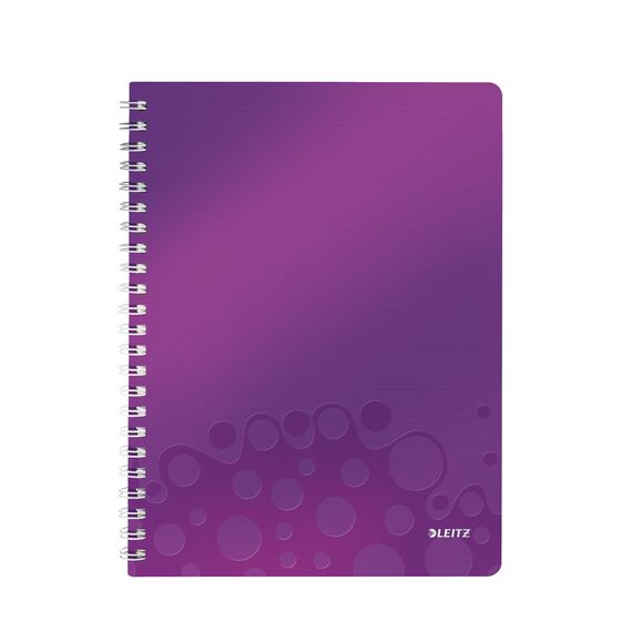 Caiet A4 cu spirala, dictando, coperta plastic PP, 80 file, 80g/mp, LEITZ WOW, ALEGE CULOAREA: Mov - 2Papet