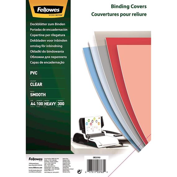 Coperti plastic transparent, A4, 300 microni, FELLOWES, 100 coli/top - Papet