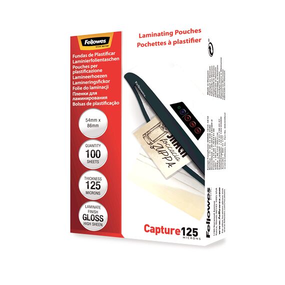 Folie laminare 54x86 mm, 125 microni, 100 buc/top, FELLOWES - Papet