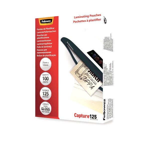 Folie laminare 75x105 mm, 125 microni, 100 buc/top, FELLOWES - Papet