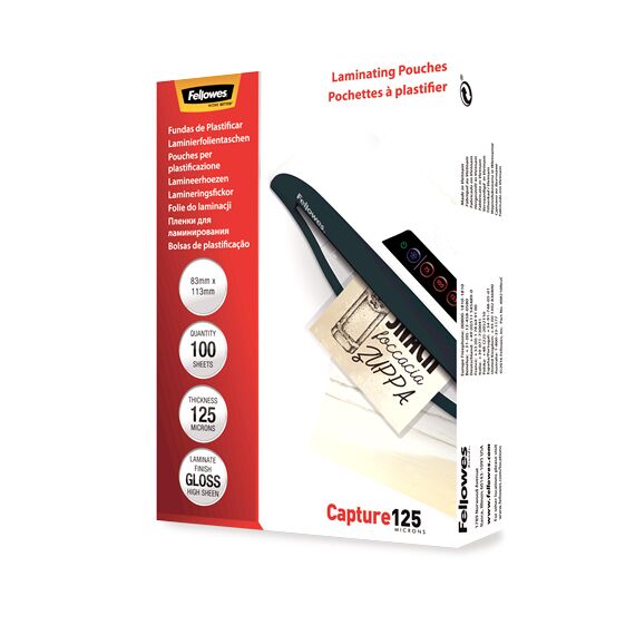 Folie laminare 83x113 mm, 125 microni, 100 buc/top, FELLOWES - Papet