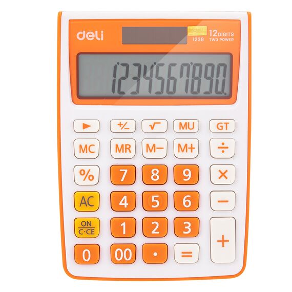 Calculator de birou cu 12 digits, DELI 1238, ALEGE CULOAREA: Portocaliu - 2Papet